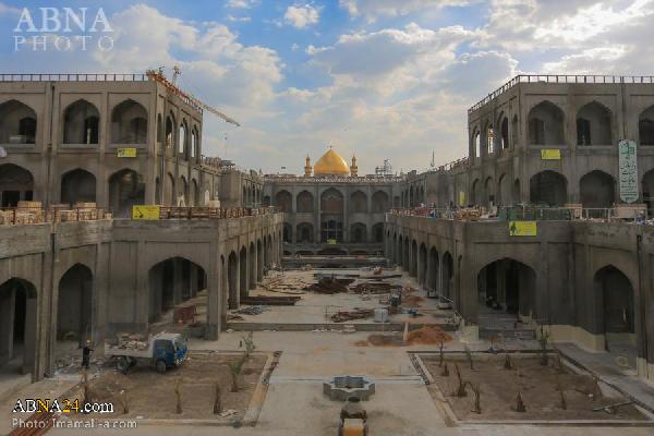 گزارش تصویری/ ادامه ساخت و ساز در صحن حضرت زهرا(س) در حرم امام علی(ع)
