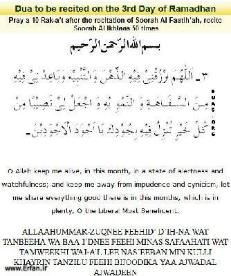 Dua to be recited on the third day of Ramadhan
