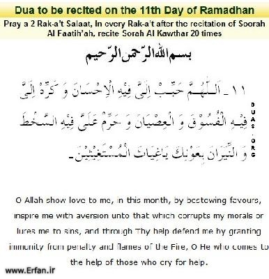Dua to be recited on the eleventh day of Ramadhan